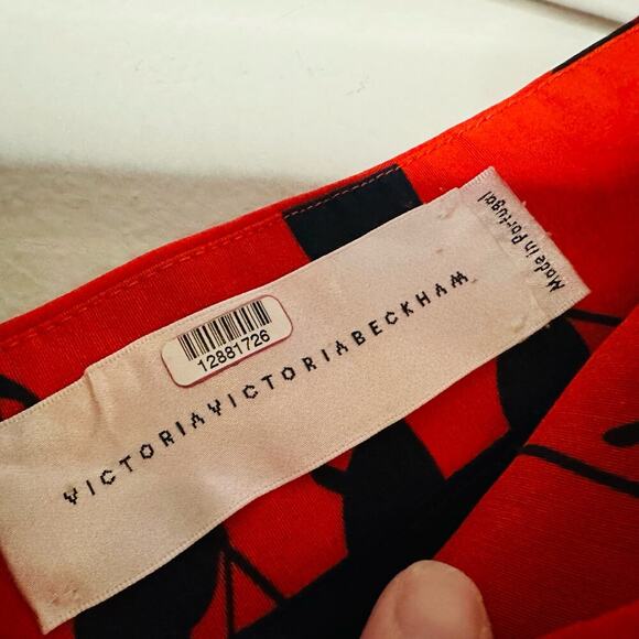 VICTORIA VICTORIA BECKHAM Red Printed Sunglasses One Shoulder Dress Size 4 - Picture 8 of 14